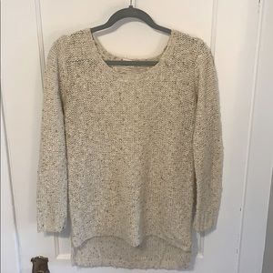 Mizumi Tan and Metallic Sweater with Open Back